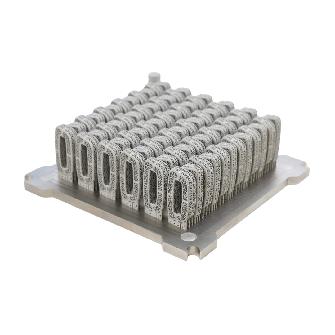Additive manufacturing lattice part on a build plate